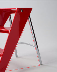 Foldable white ladder shelf with modern acrylic and metal design