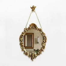 Baroque style 5-piece wall art set with vintage prints, ornate gold frames, mini frames, and decorative mirror
