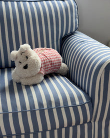 Plush dog-shaped tissue box cover in pajama style for home décor