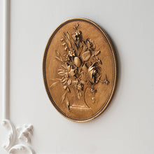 Baroque wall decor set with decorative painting, vintage-style clock, and carved candle holder shelf