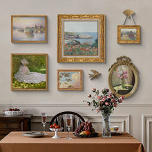 Vintage French 8-piece gallery wall art set with landscape and floral prints