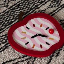 Apple shaped wooden wall clock for playful home decor