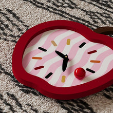 Apple shaped wooden wall clock for playful home decor