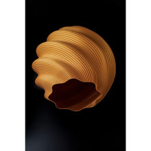 Twista Dune 3D printed pendant light with twisted ribbed design in warm golden yellow