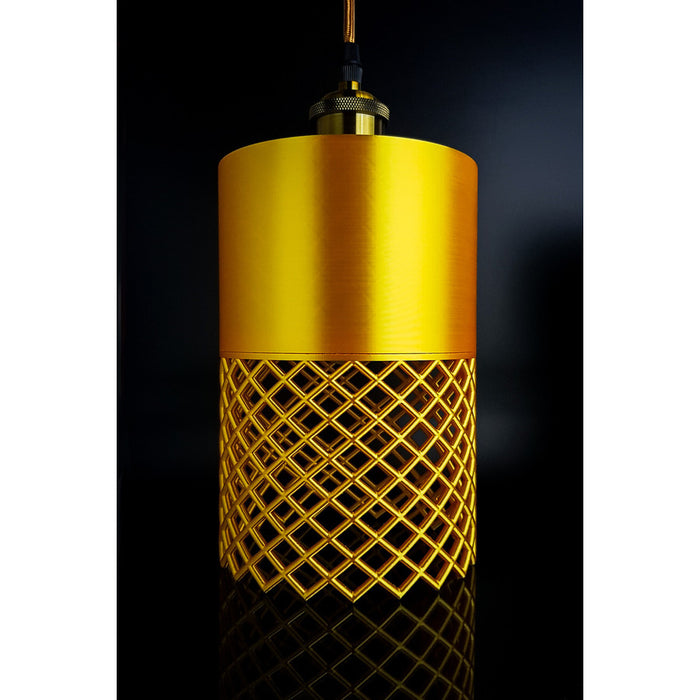 Vertex Aura Max gold lamp with geometric lattice design
