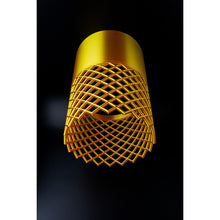 Vertex Aura Max gold lamp with geometric lattice design