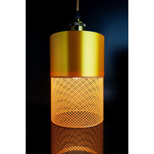 Loom Aura Dune pendant light with lattice-style shade and warm gold-toned detail