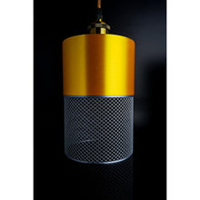 Aura Nebula modern pendant light with glossy gold body and silver-toned mesh detail