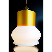 Nava Aura Ivory pendant light with glossy gold cylinder and matte ivory rounded shade