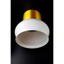 Nava Aura Ivory pendant light with glossy gold cylinder and matte ivory rounded shade