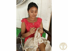 Ecru macramé baby hammock chair with cushion