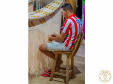Malambo XL multicoloured Colombian hammock chair with cotton seat and wooden spreader bar