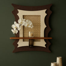 3D sandstone wall art with rock panel, glass vase, and artificial flower accent