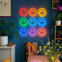 Smiley face LED neon sign for playful wall decor