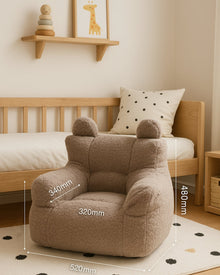 Pink bear shaped kids bean bag chair for a bedroom or playroom