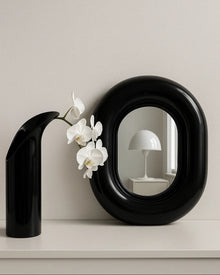 Hot pink donut-shaped makeup mirror for vanity or dressing table