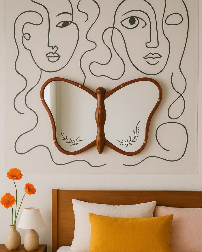 Vintage butterfly-shaped mirror for wall or vanity use