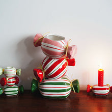 Ceramic Christmas candle holder with festive holiday design