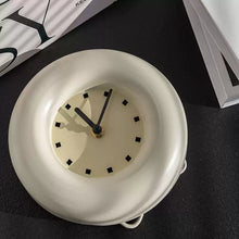 Modern round white desk clock with minimalist matte finish