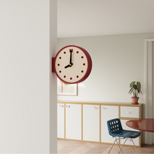 Double-sided corner wall clock with dot marker dial
