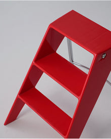 Foldable white ladder shelf with modern acrylic and metal design