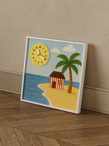 Sheep and house decorative wall clock with playful farm-inspired design