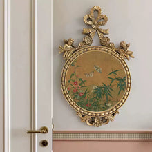 French Chinese fusion bamboo and butterfly wall art in an ornate gold frame
