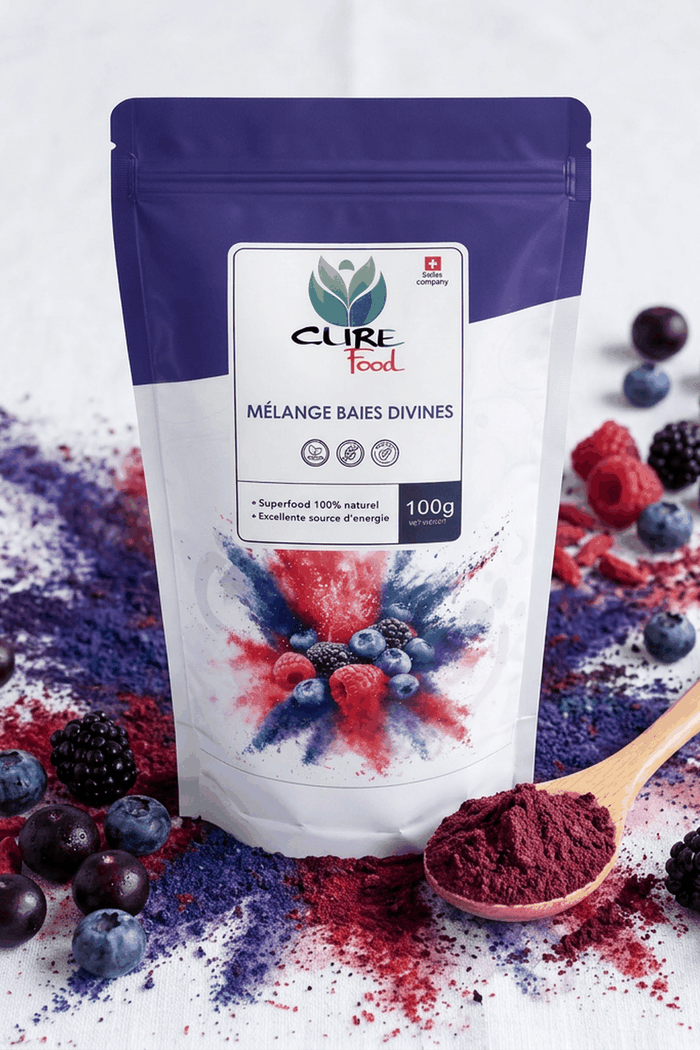 Divine Berry superfood powder blend with acai, blueberry, goji, camu-camu and raspberry