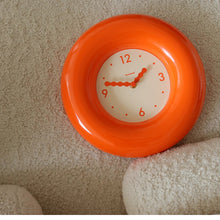 12-inch red bagel-inspired wall clock with minimalist dial