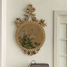 French Chinese fusion bamboo and butterfly wall art in an ornate gold frame