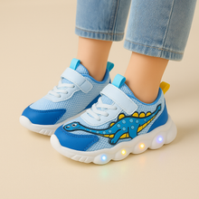 Kék LED-es dinoszauruszos gyerek sneaker