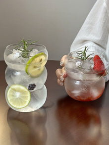 Bubble-shaped clear glass coffee cup