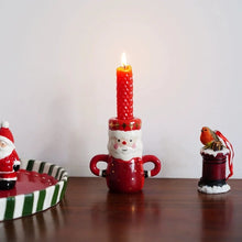 Ceramic Christmas candle holder with festive holiday design