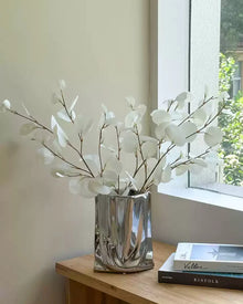 Modern silver ceramic flower vase for home decor