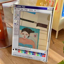Retro pixel style wall mirror inspired by a classic paint software interface