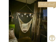 Handmade Camoapa cotton hammock chair with crochet fringe