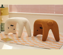 Brown cat face kids stool with padded seat