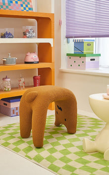 Brown cat face kids stool with padded seat