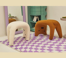 Brown cat face kids stool with padded seat