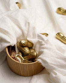 Peanut-shaped brass aroma box with refillable ceramic scent stones