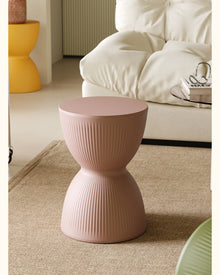 Rainbow stripe plastic stool in yellow for home seating