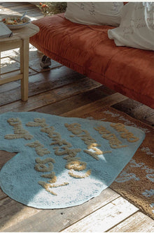 Heart-shaped vintage beige letter rug for bedroom, living room, or entryway