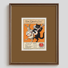 Vintage cat poster wall art featuring a feline in a ruffled collar with a red polka-dot bow