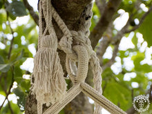 Pair of hand-woven Nicaraguan cotton hammock hanging ropes with decorative tassels