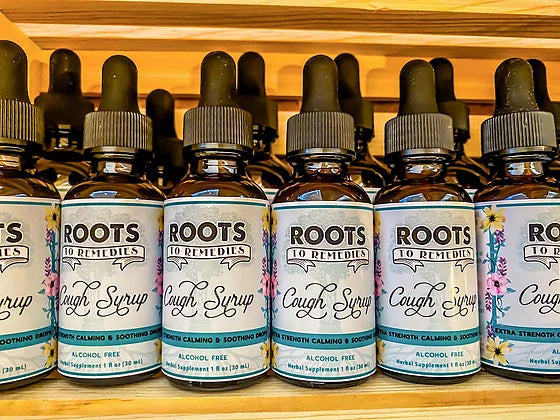 1 oz bottle of vegan herbal cough syrup drops