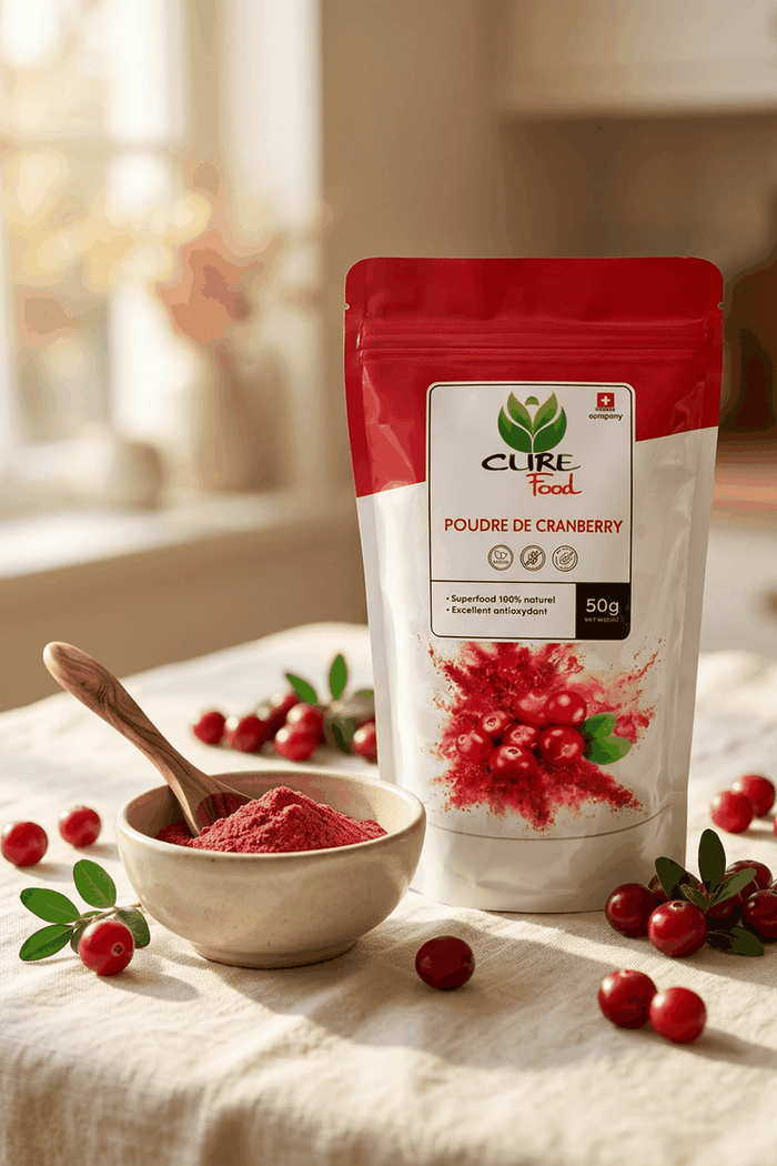 Organic cranberry powder for smoothies, yoghurt and recipes