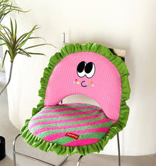 Pink striped adjustable folding floor sofa chair for casual lounging