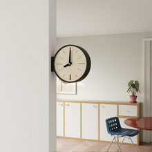 Classic white double-sided corner clock for wall or tabletop display