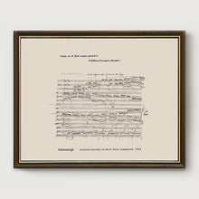 Vintage Minute Waltz sheet music wall art in a vertical solid wood frame with gold accents