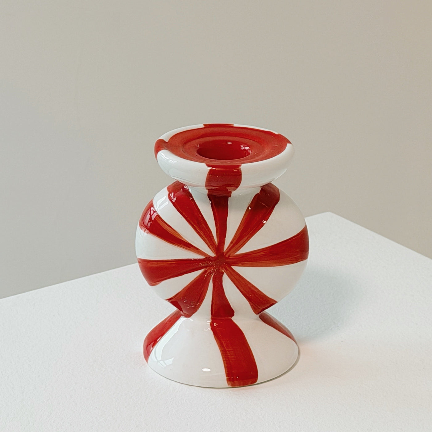 Ceramic Christmas candle holder with festive holiday design